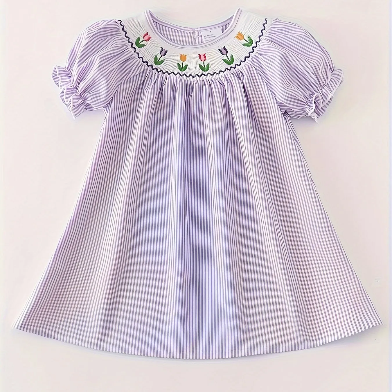 100% Cotton Girls Summer Splicing Dress - Fashionable Striped Short Sleeve design for Parties - Perfect Gift Idea