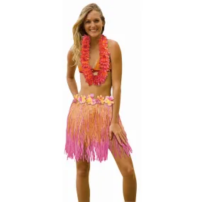 18 x 31in Pink & Orange Hula Skirt 18 x 31in