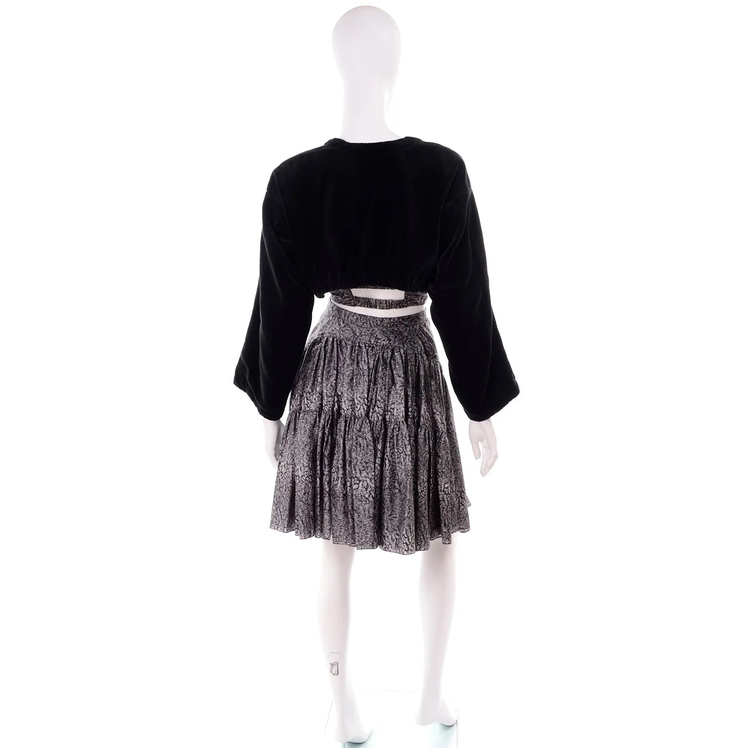 1981 Rare Alaia 4 Pc Ensemble w/ Shorts Skirt Bustier & Cropped Velvet Jacket