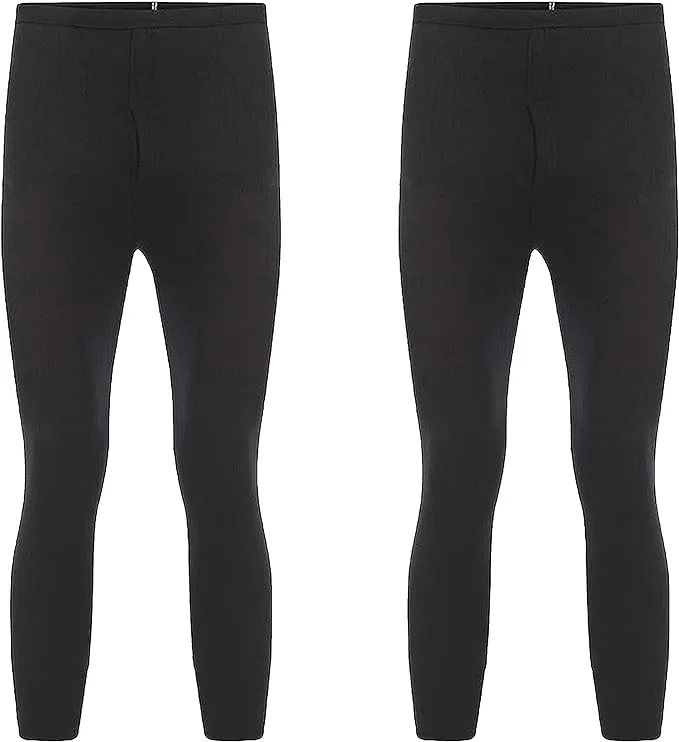 2 Pack Boys Thermal Trousers Long Johns Black Baselayer for Schoolwear Camping Skiing High-Quality Moisture-Wicking Comfortable Fit Elastic Waistband Durable Winter Wear Ages 3-15 by Heatwave Thermalwear