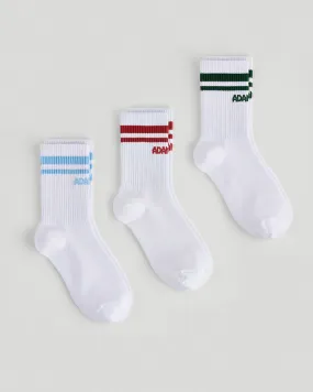 3 Pack Adanola Sports Socks - White/Multi