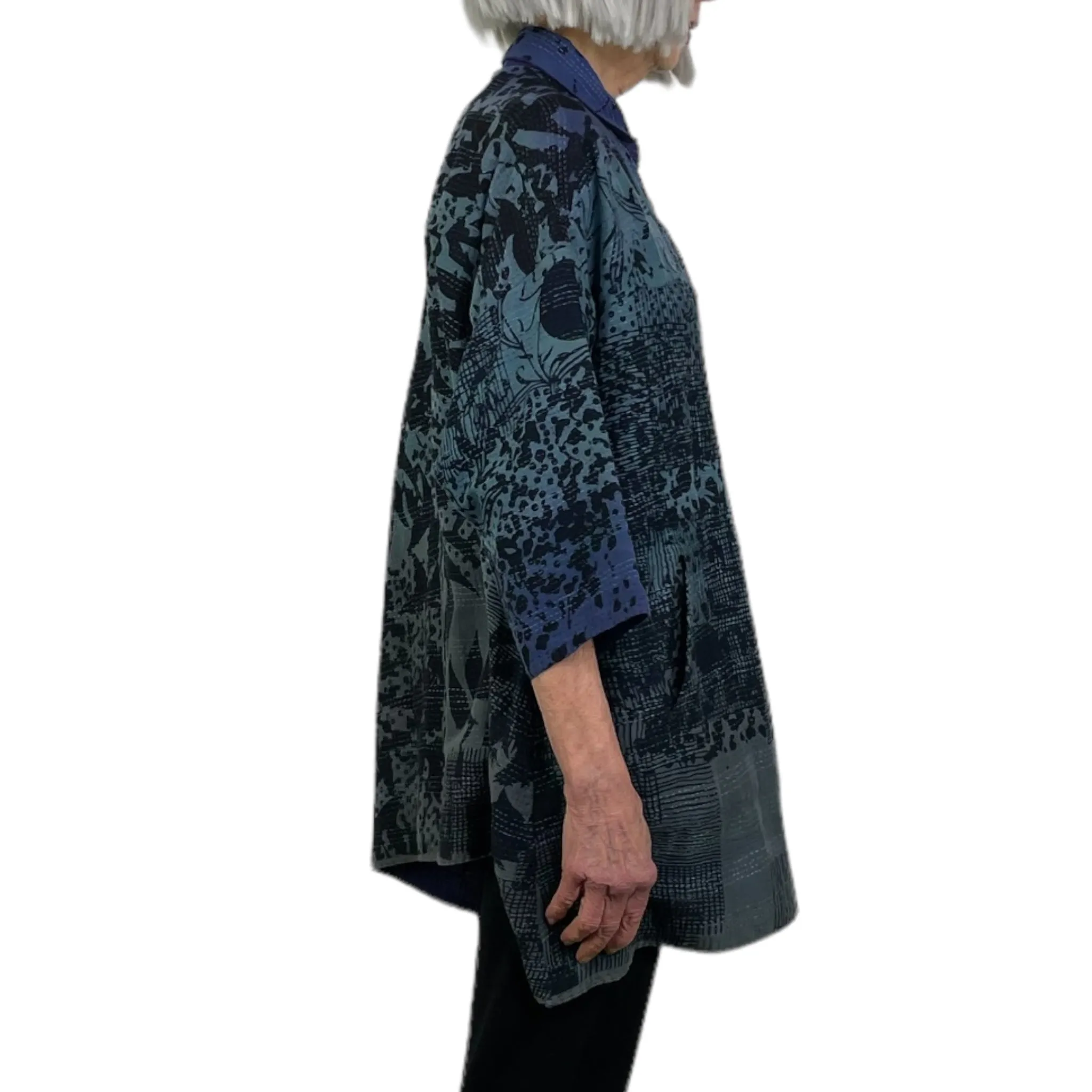 3/4 SLEEVE TWILIGHT PRINT SHIRT TUNIC