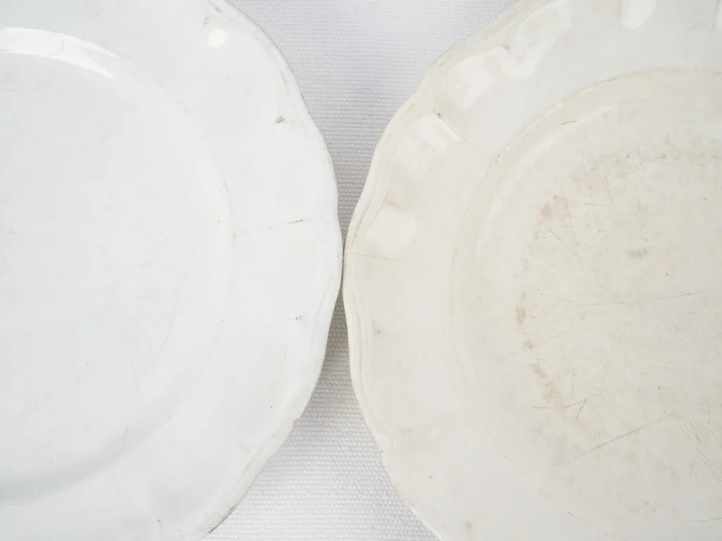 4 antique French Lunéville faïence plates - white 9"