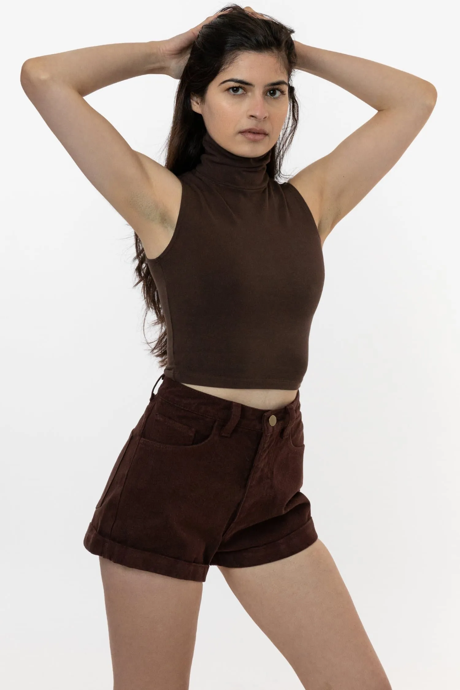 83073GD - Garment Dye Sleeveless Turtleneck Crop Top