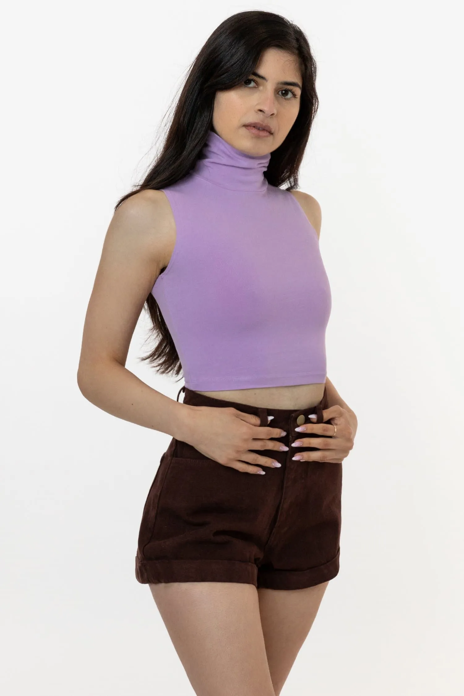 83073GD - Garment Dye Sleeveless Turtleneck Crop Top