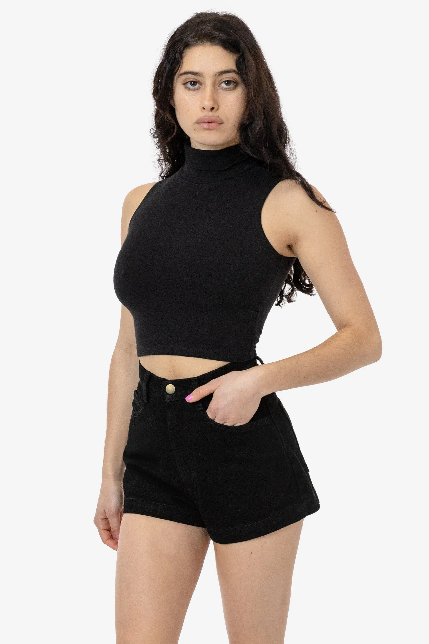 83073GD - Garment Dye Sleeveless Turtleneck Crop Top