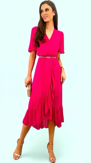 A1604 Pink Frill Viola Dress