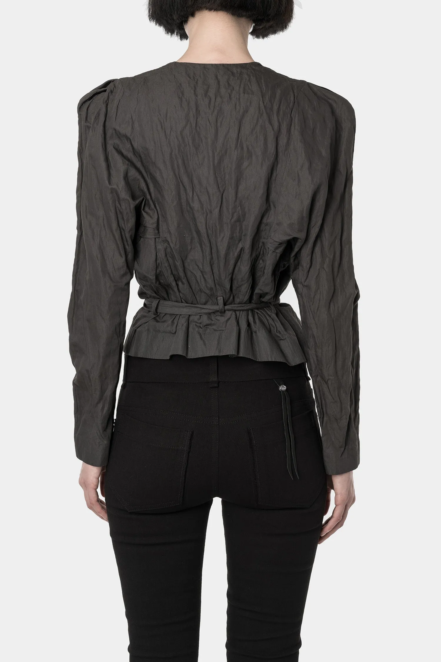 Acne Studios | Cropped belted metal thread jacket