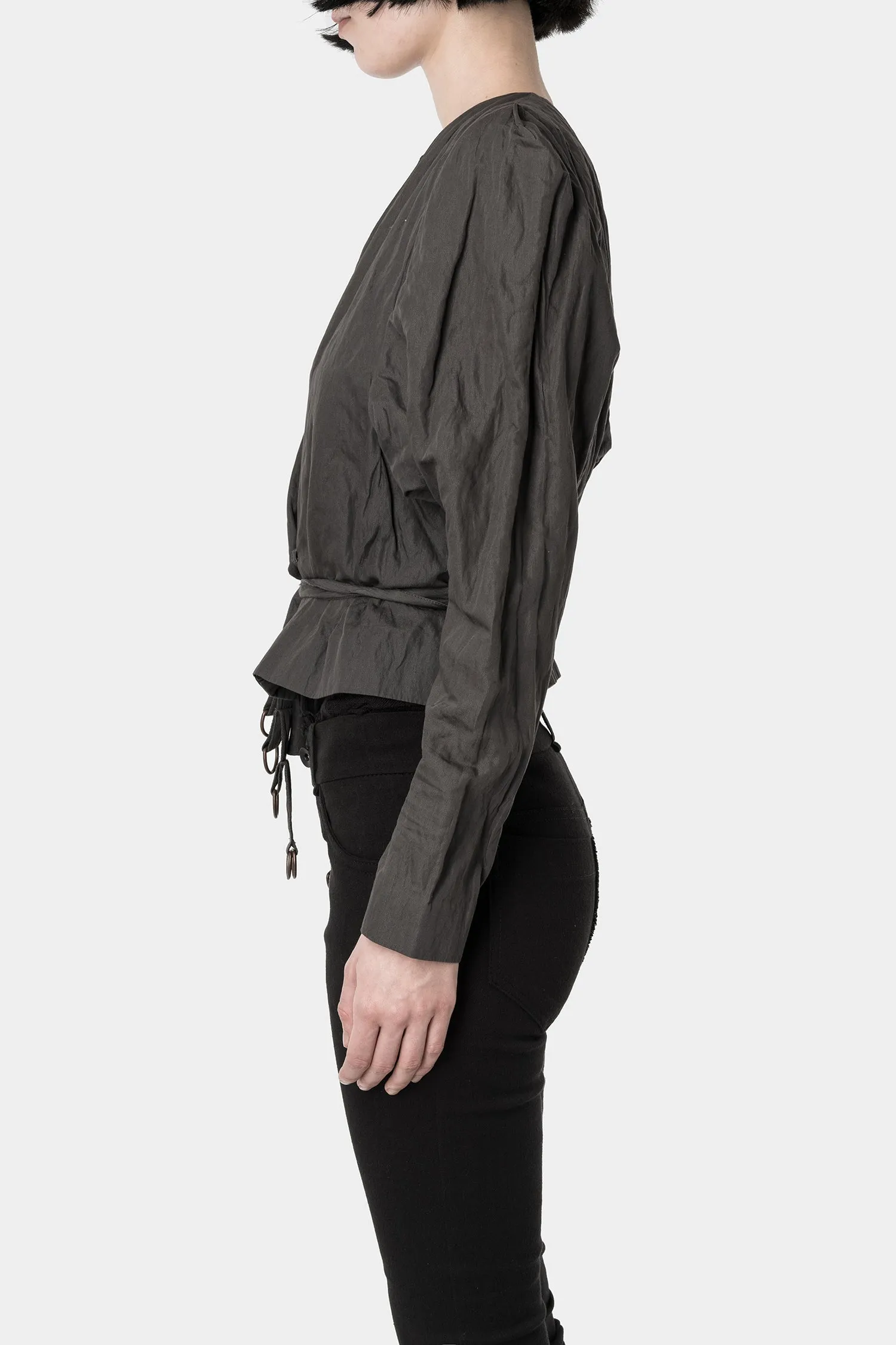 Acne Studios | Cropped belted metal thread jacket