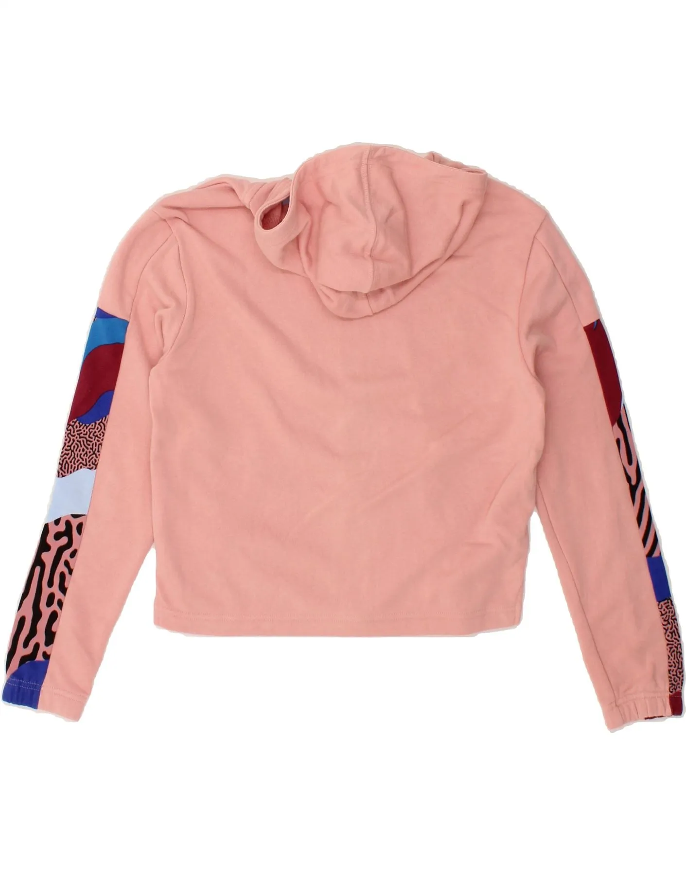 ADIDAS Girls Crop Zip Hoodie Sweater 13-14 Years Pink Colourblock Cotton