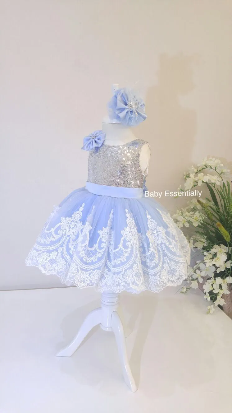 Alana  Dress Silver & Blue