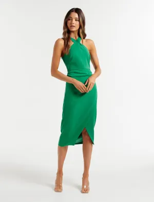 Alesia Arrow Neck Midi Dress