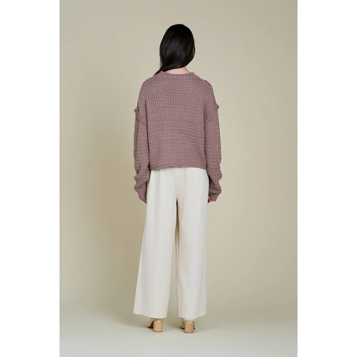 Alice Grade and Gather Cable Front Crop Sweater