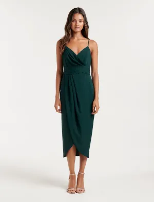 Amanda Petite Drape Midi Dress