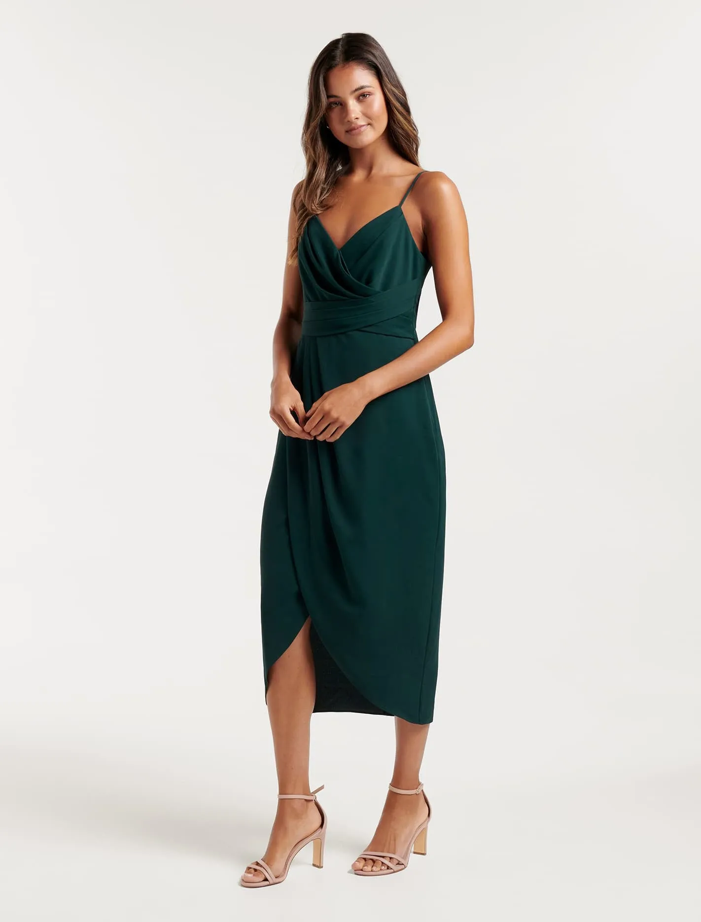 Amanda Petite Drape Midi Dress