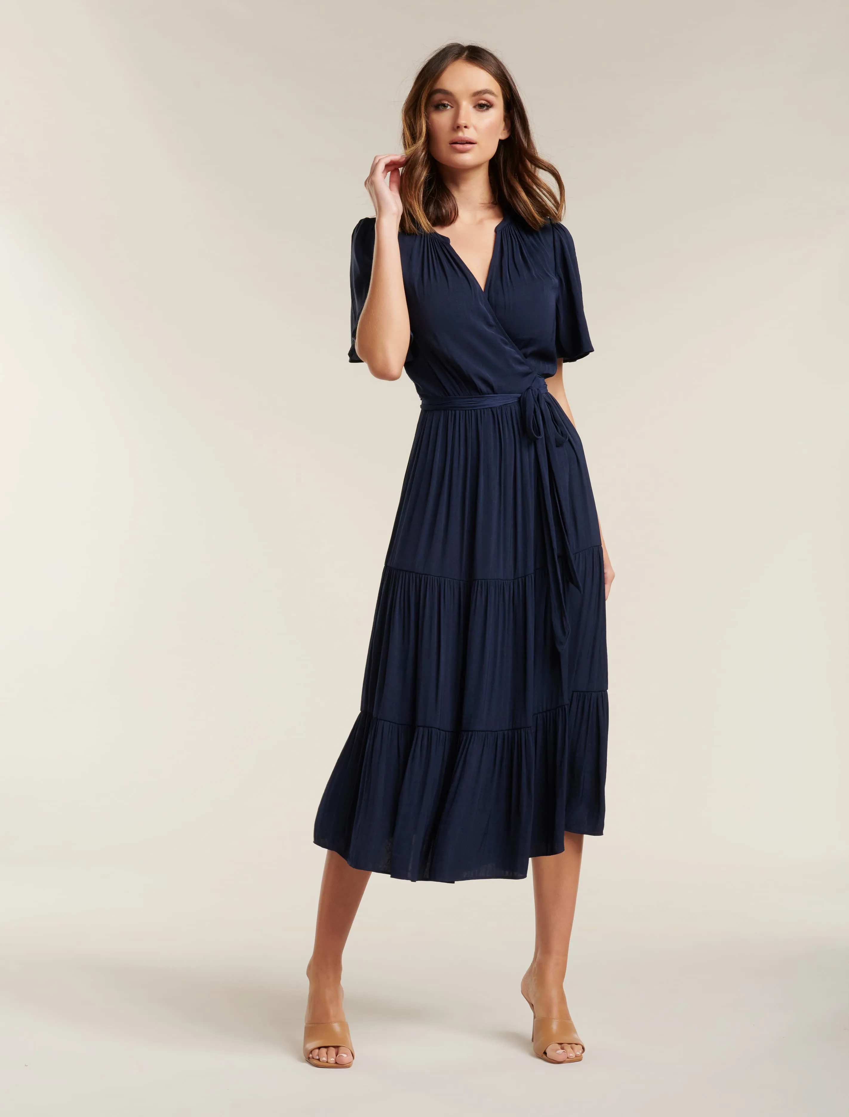 Anna Flutter Sleeve Midi Dress