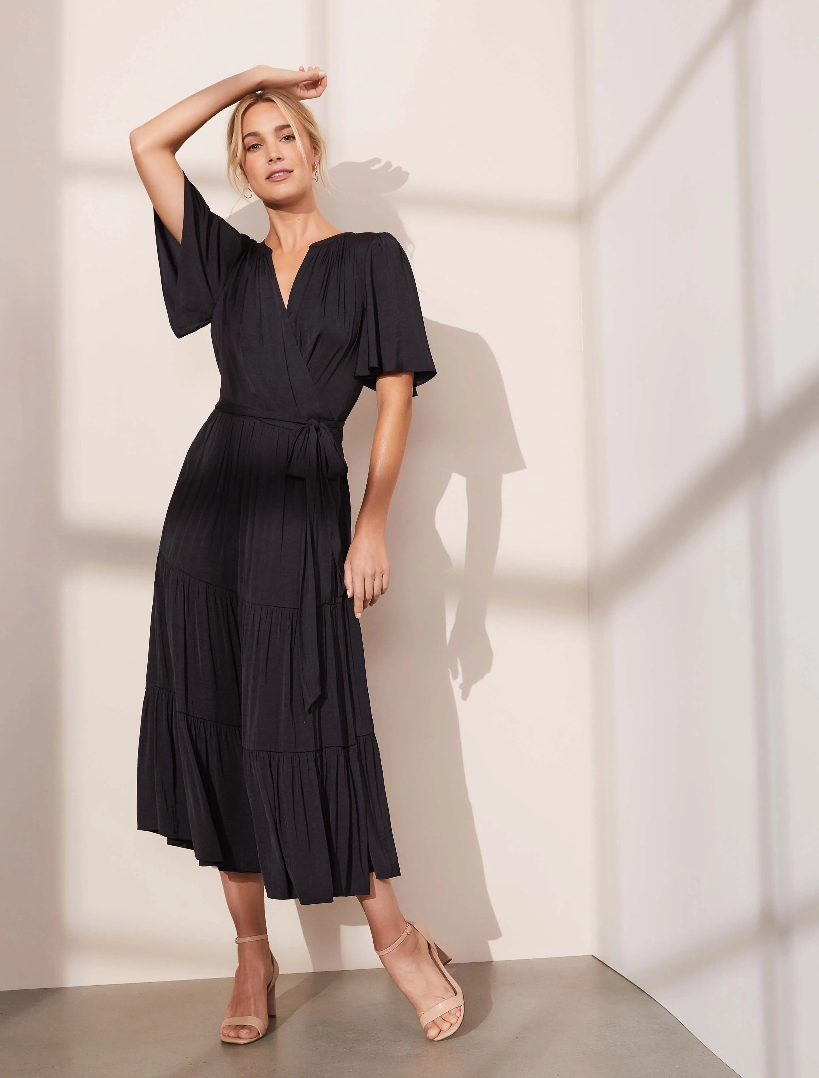 Anna Flutter Sleeve Midi Dress