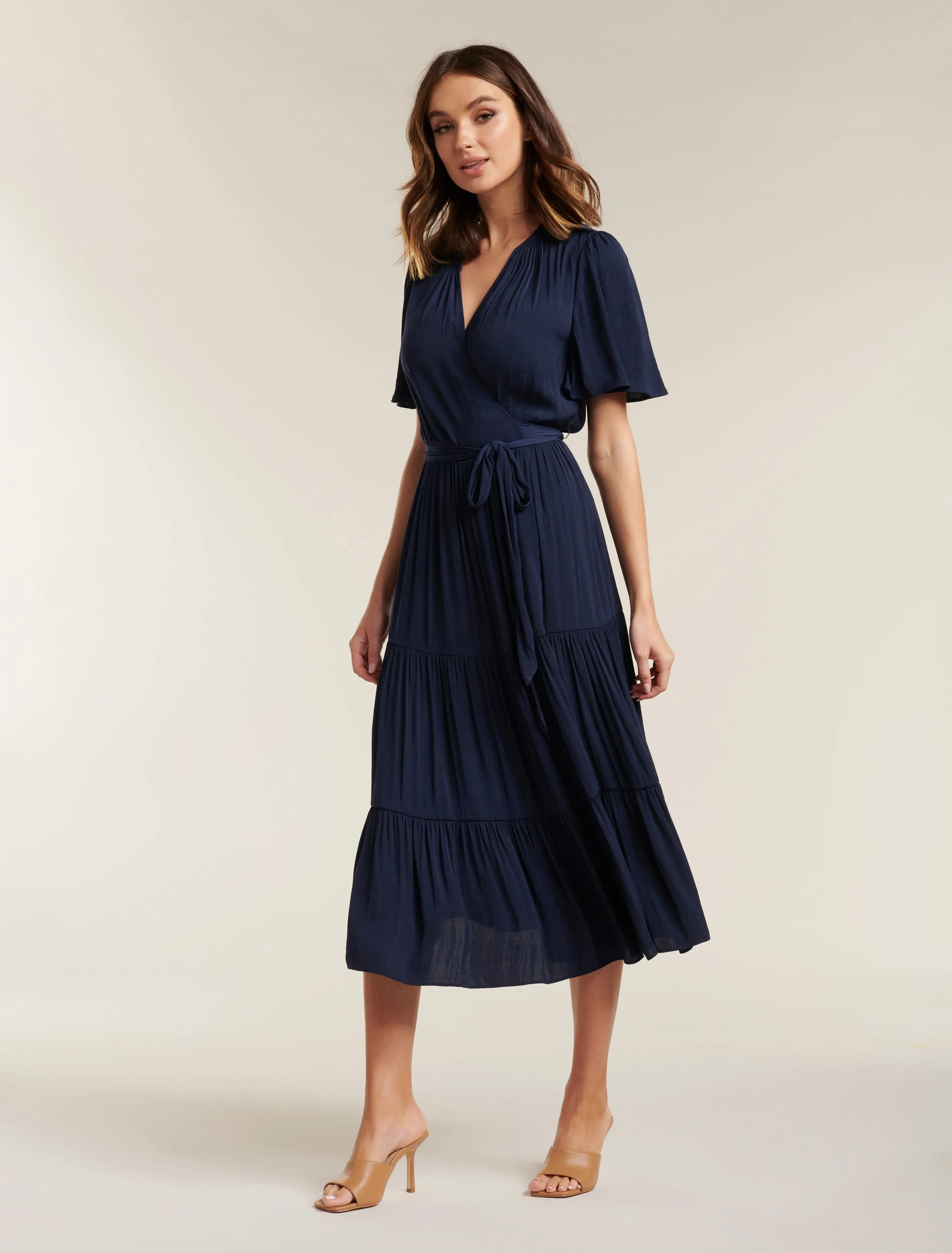 Anna Flutter Sleeve Midi Dress