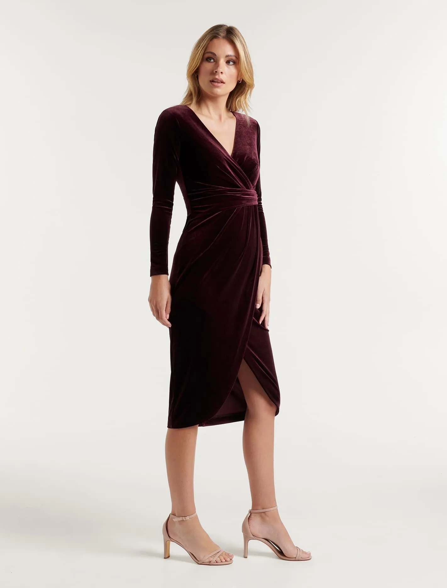 Antionette Petite Wrap Velvet Midi Dress