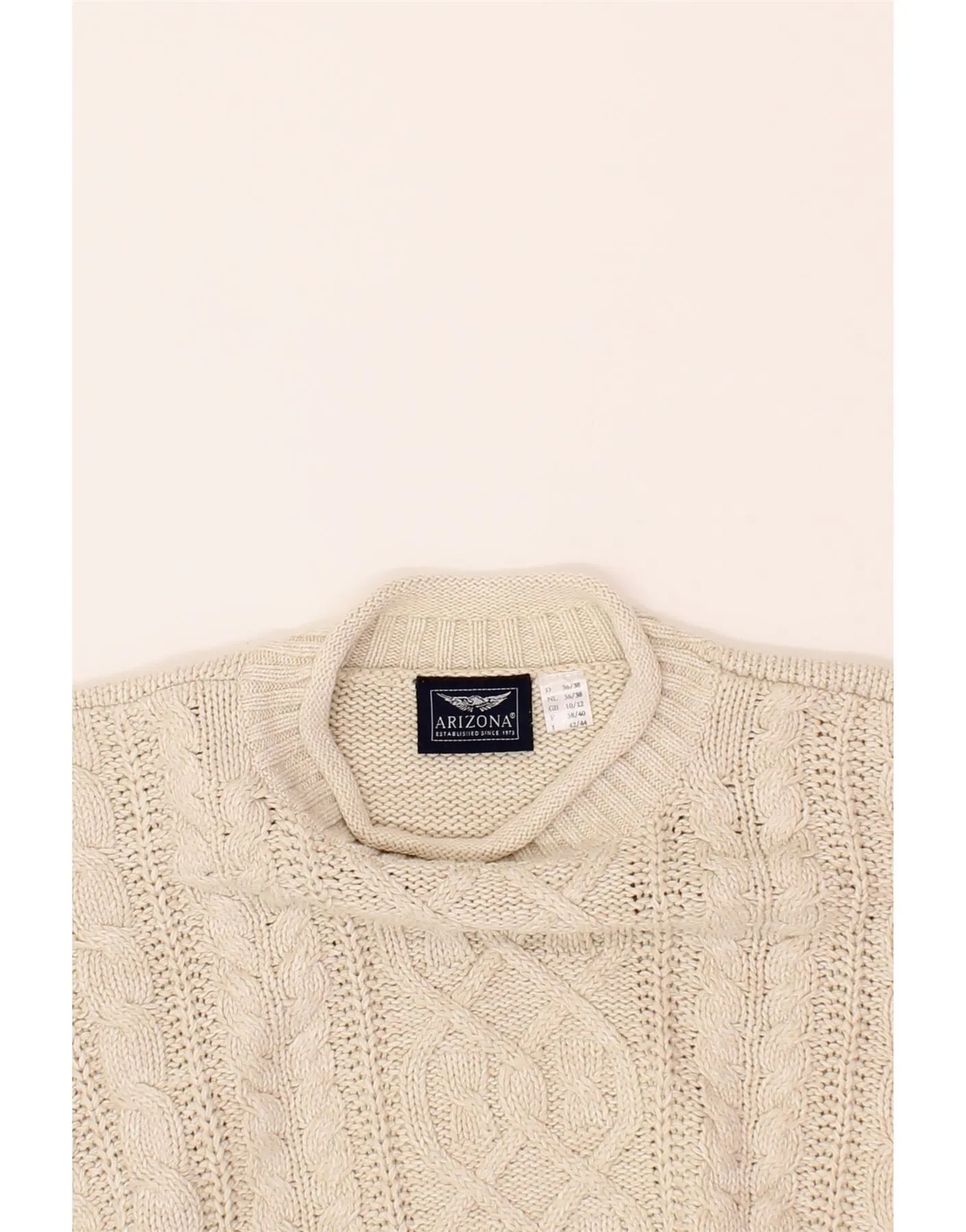 ARIZONA Womens Crop Turtle Neck Jumper Sweater UK 10/12 Medium Beige