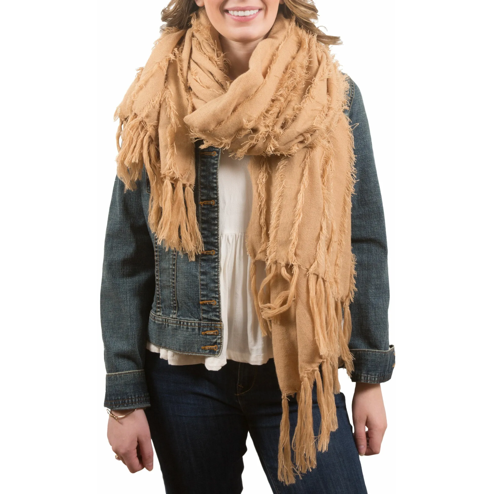 Army Oversized Frayed Scarf