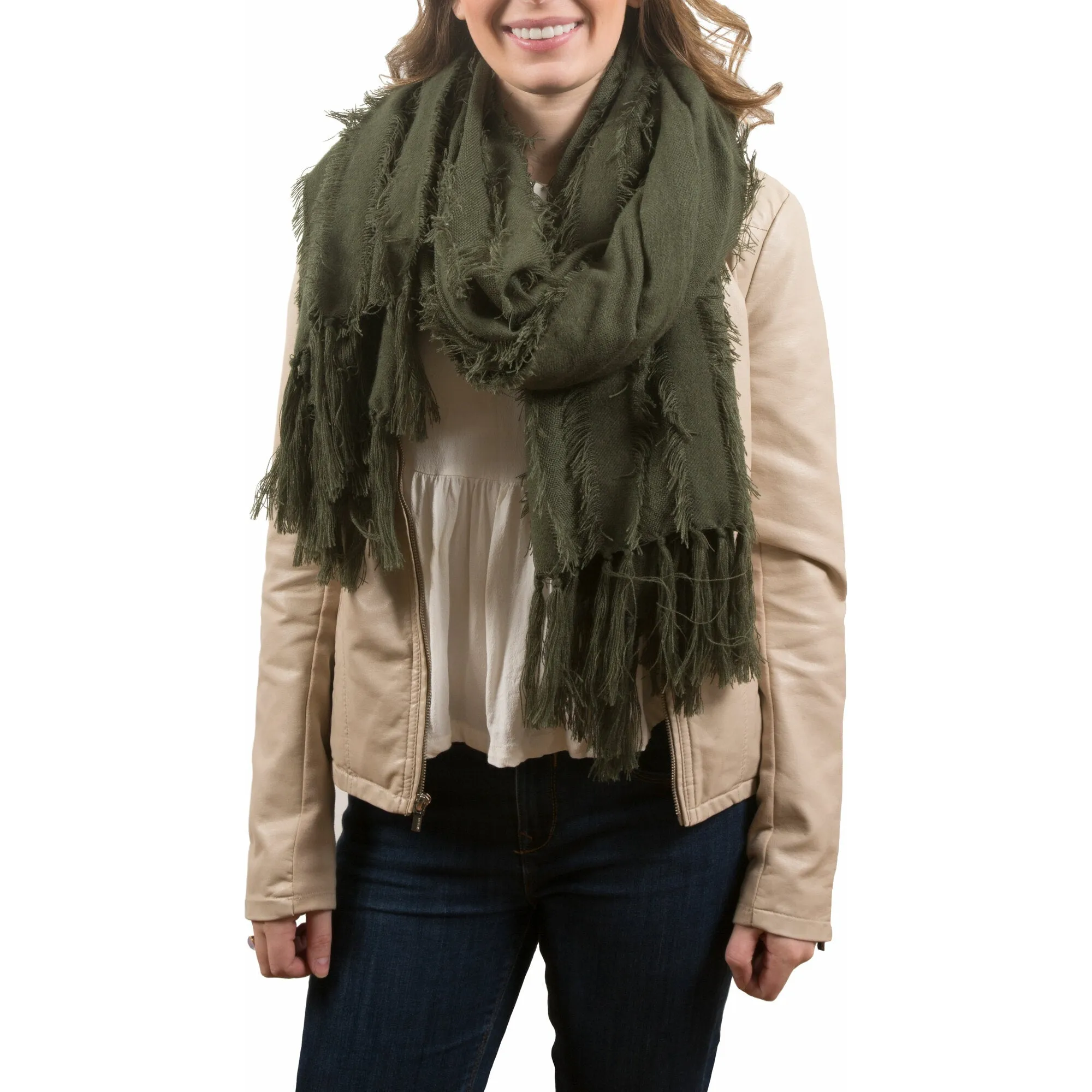 Army Oversized Frayed Scarf