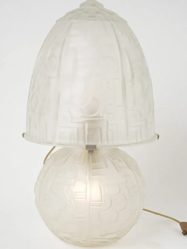 Art Deco Mushroom Table Lamp in Molded Glass 17¾"