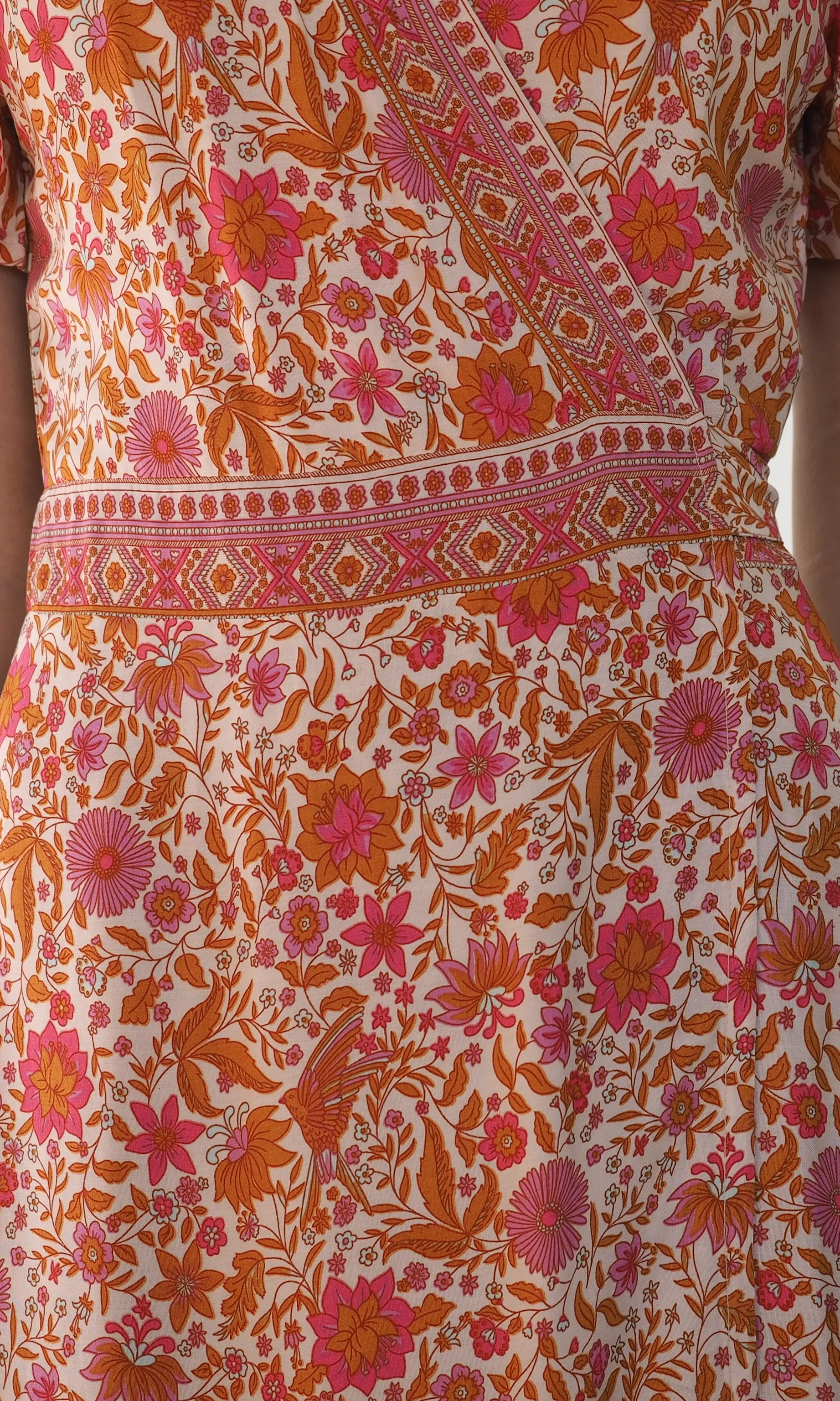 Ava Paisley Maxi Wrap Dress - Pink/Bronze