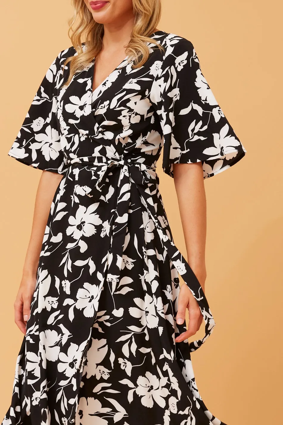 AVALON FLORAL MIDI WRAP DRESS