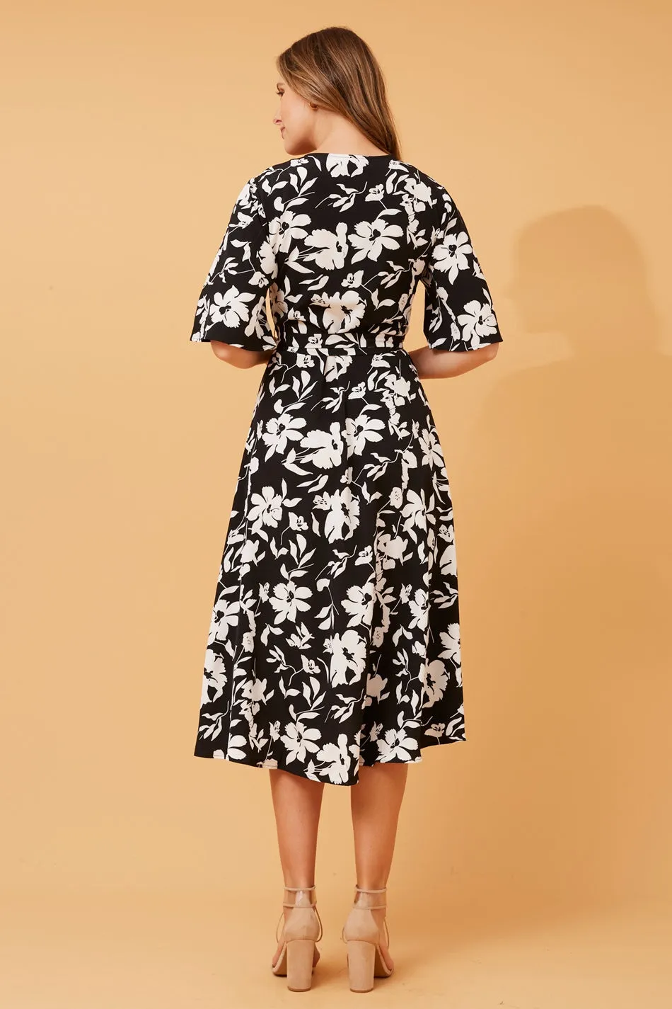 AVALON FLORAL MIDI WRAP DRESS