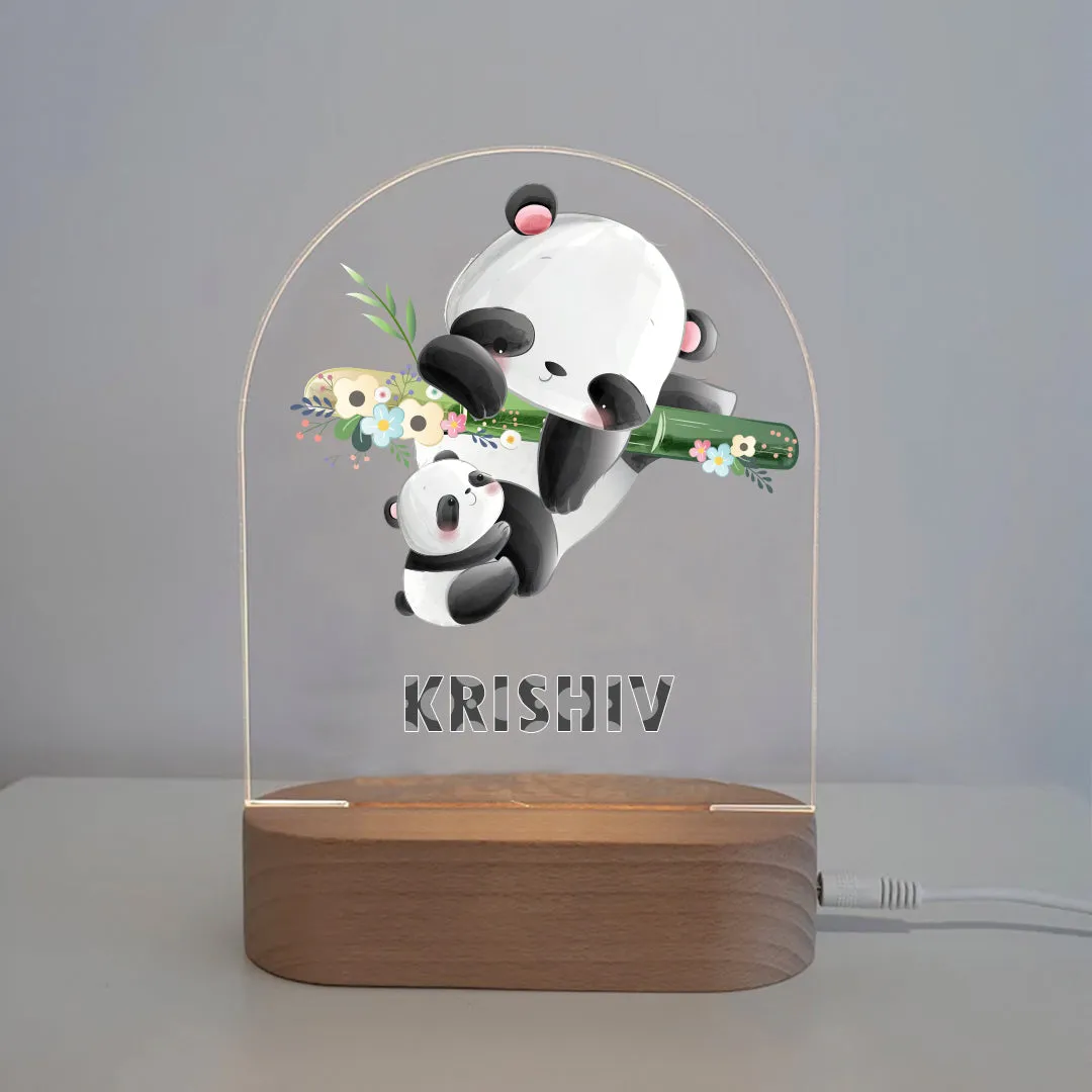 Baby Panda With Mom Led Night Lamp