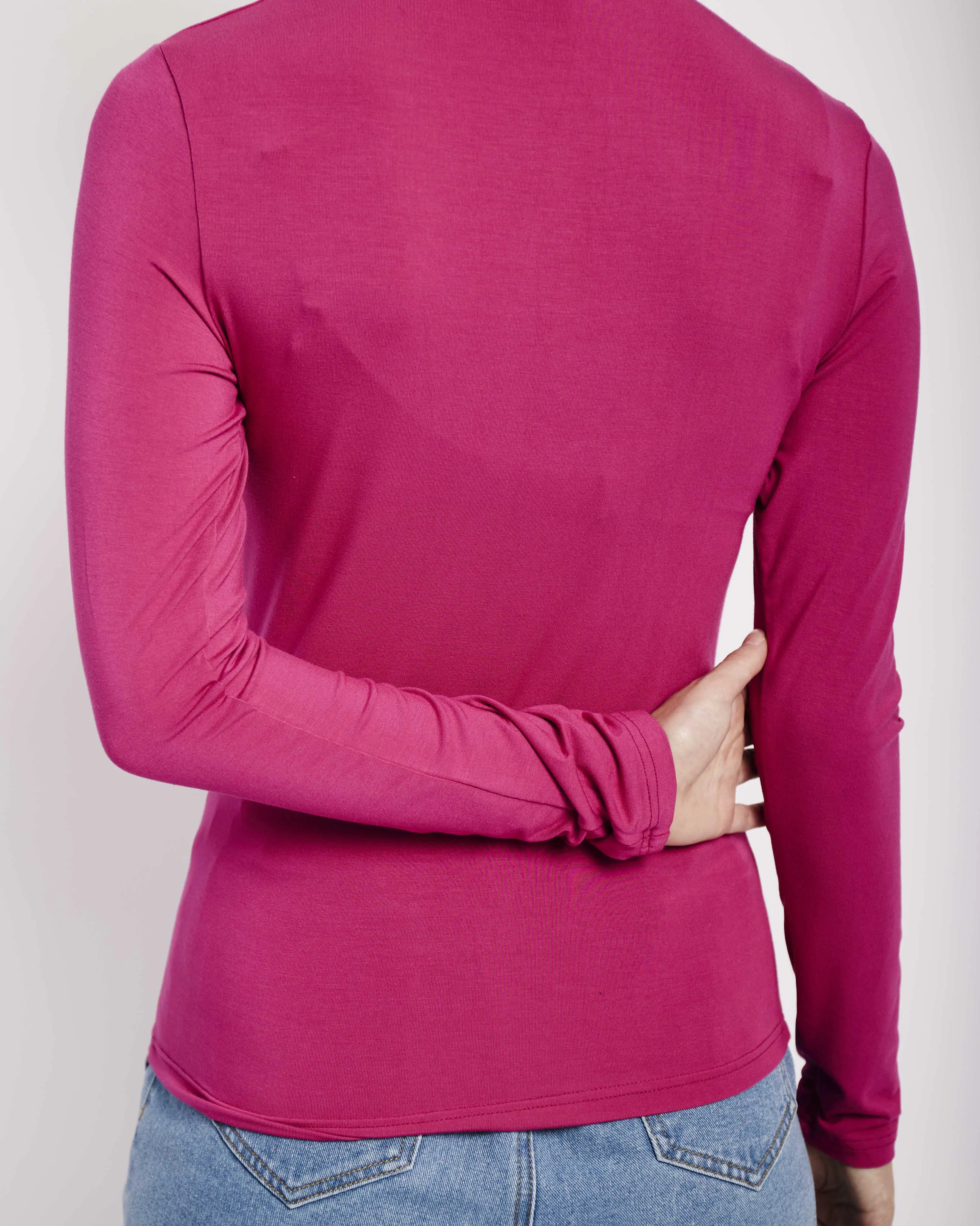 Basic Longsleeve Polo in Raspberry