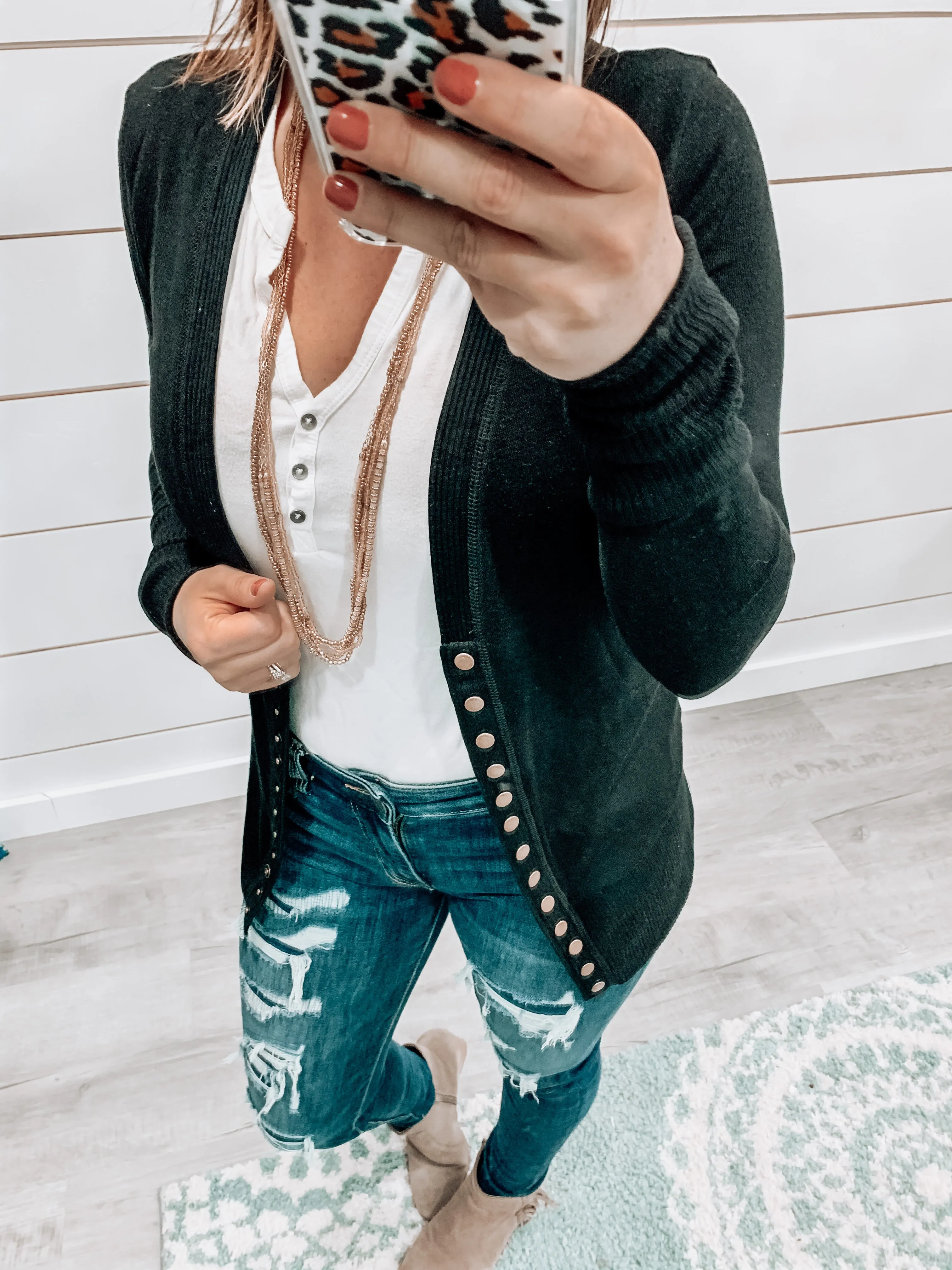 Black Button Statement Cardigan