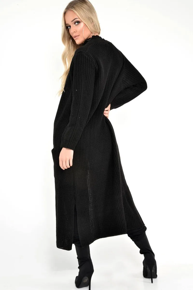 Black Knitted Longline Cardigan - Jadamarie