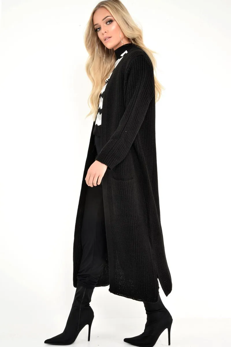 Black Knitted Longline Cardigan - Jadamarie