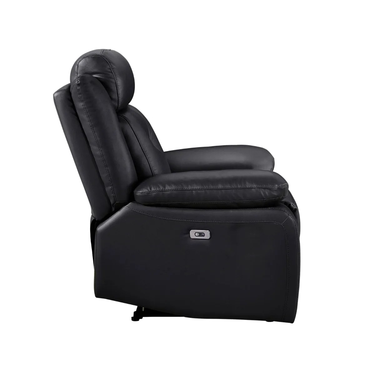 Black Leather Power Reclining Loveseat with USB Ports & Cupholders