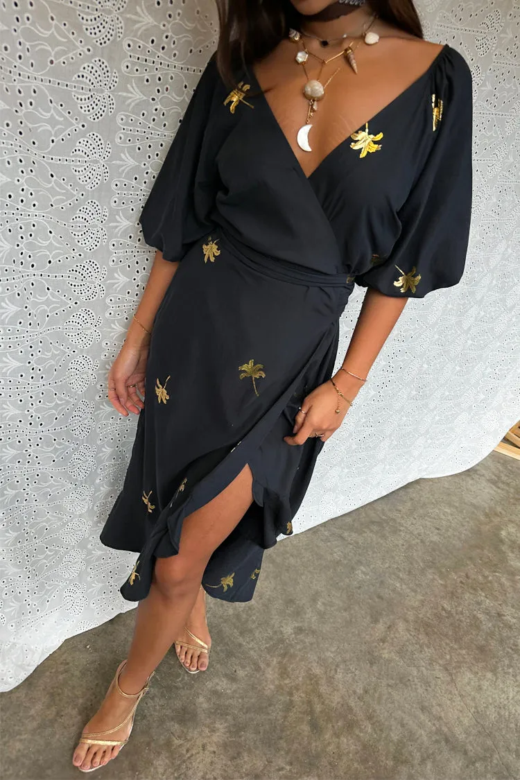 Black Palm Camilla Wrap Dress