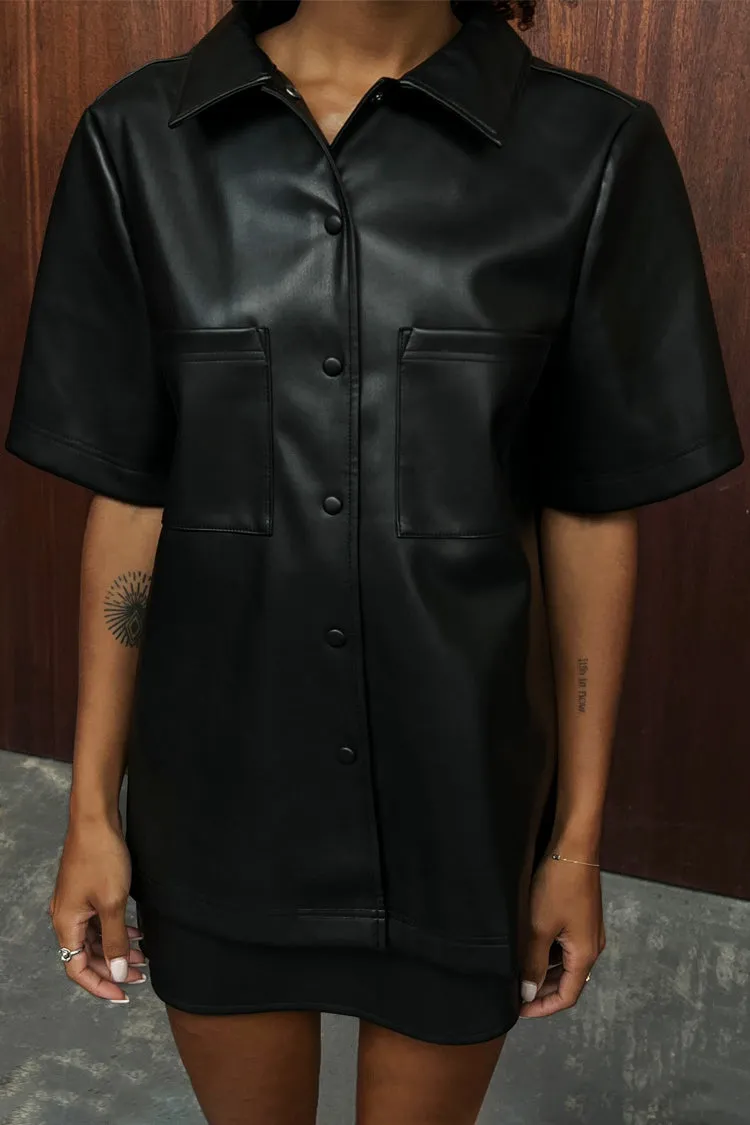 Black Vegan Leather Lizzie Shirt