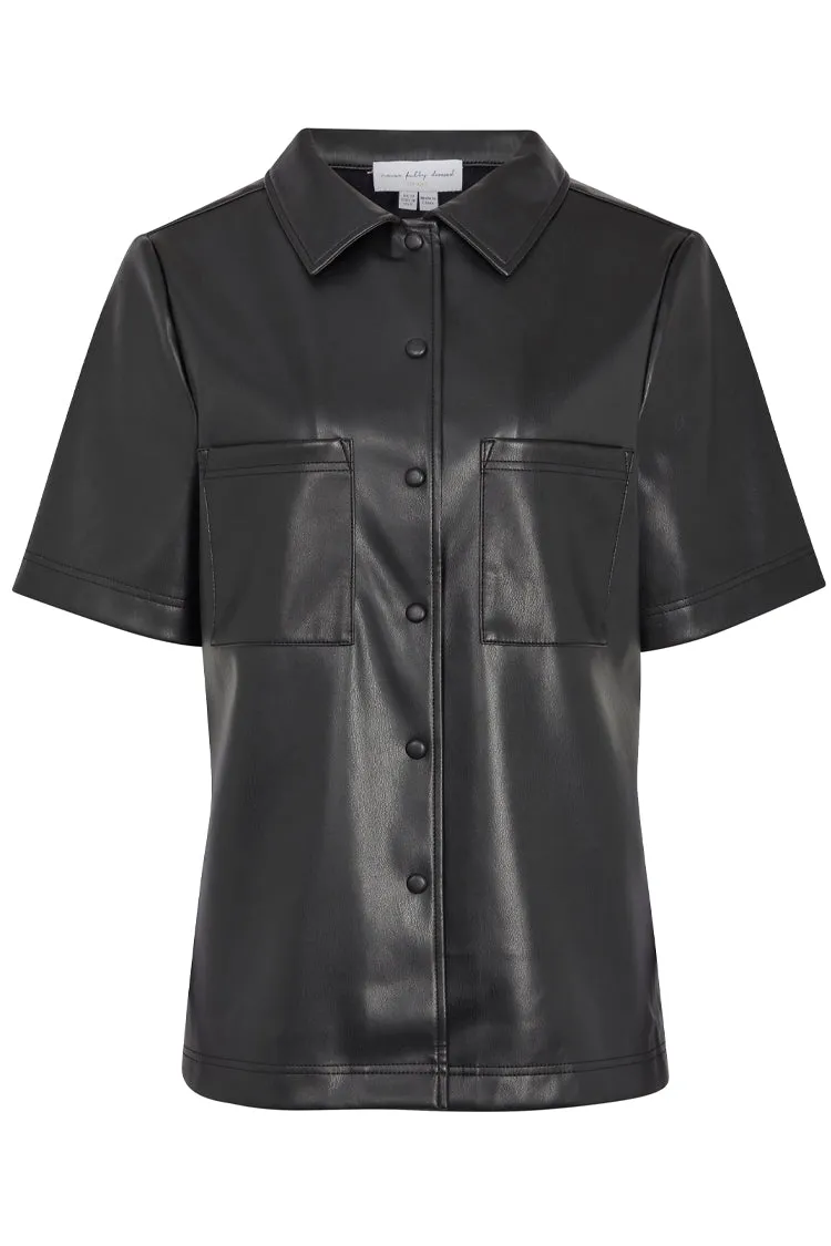 Black Vegan Leather Lizzie Shirt