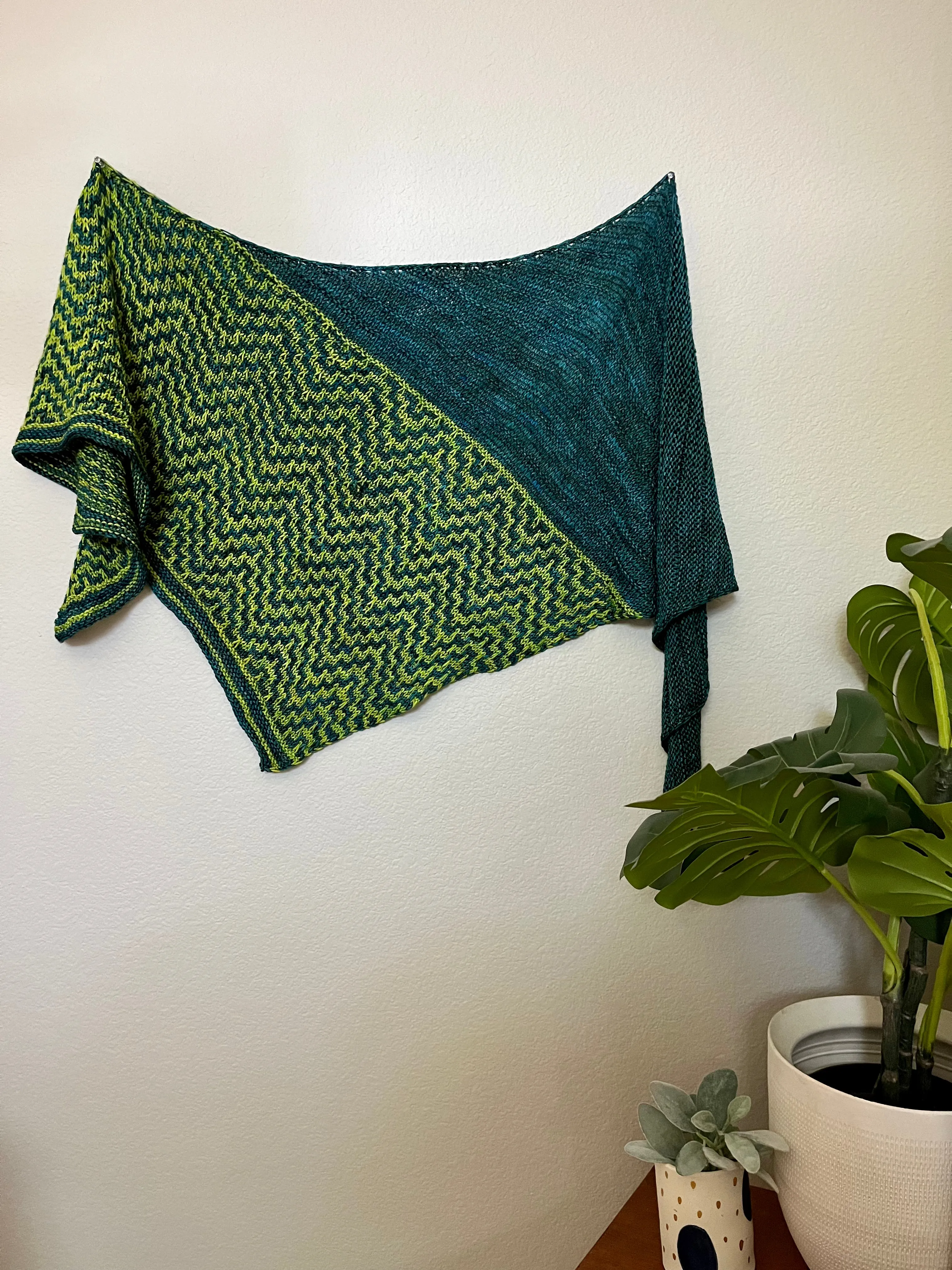 Blue Green Mosaic - Walk in the Woods Shawl