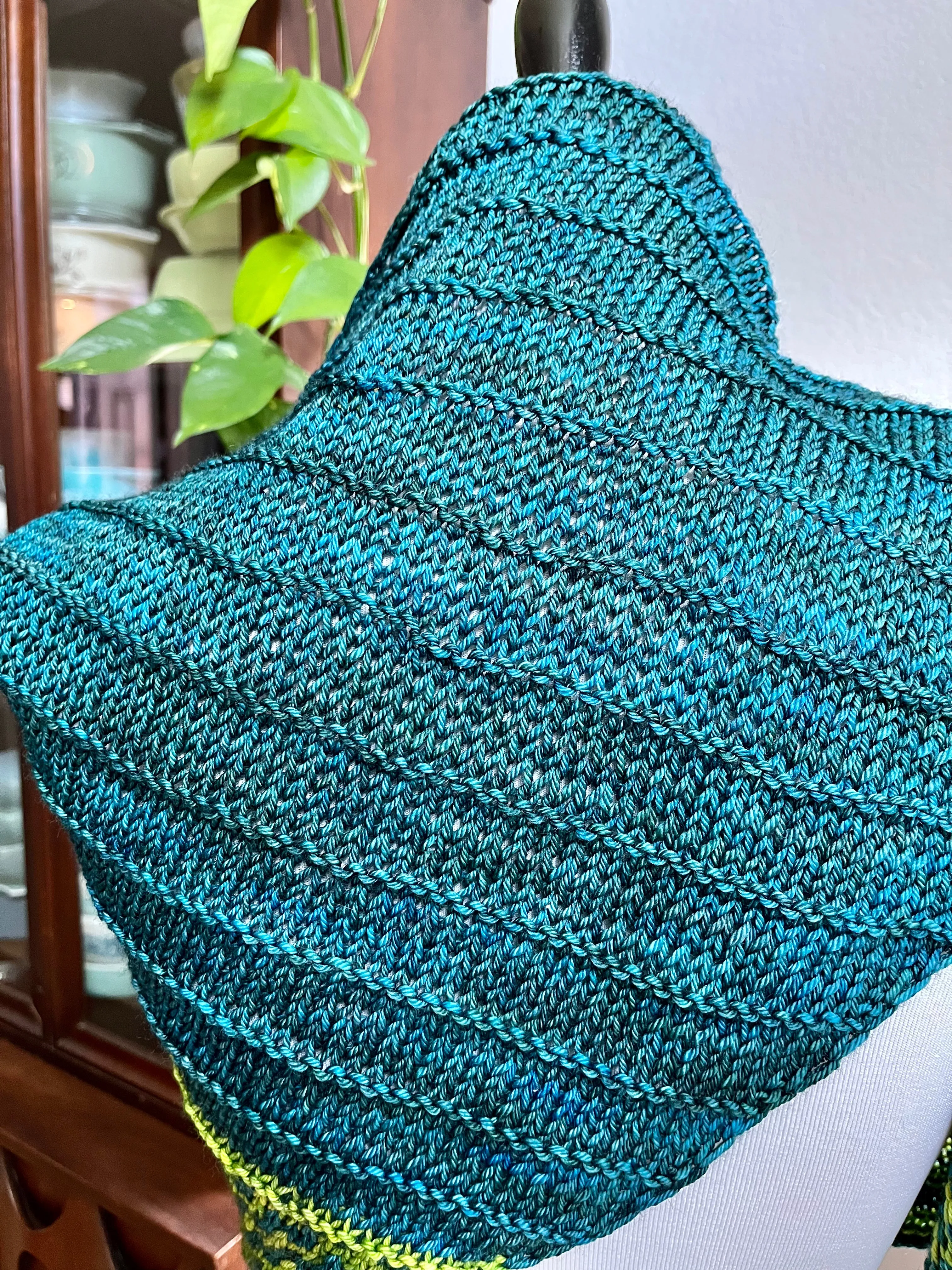 Blue Green Mosaic - Walk in the Woods Shawl