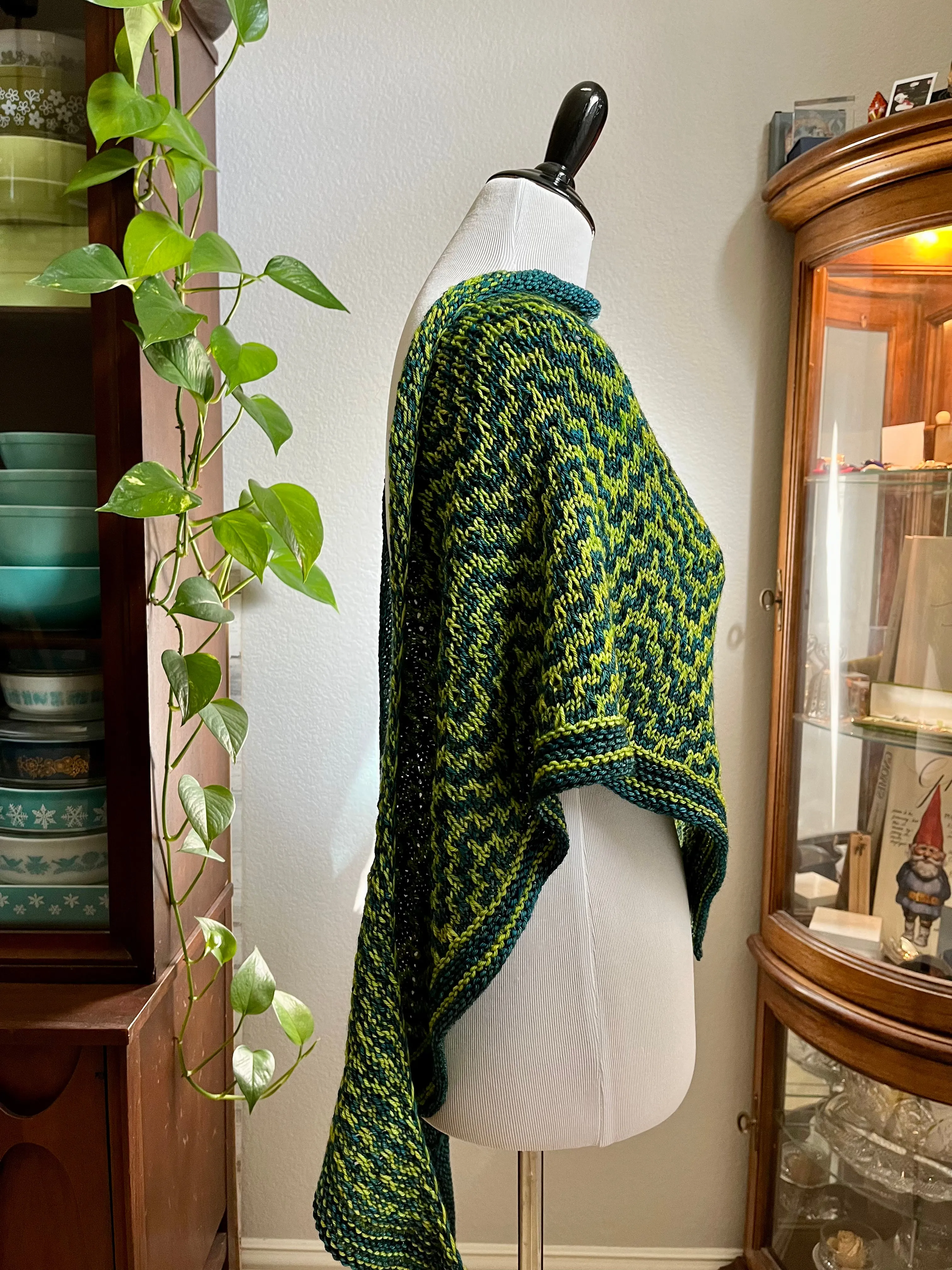 Blue Green Mosaic - Walk in the Woods Shawl