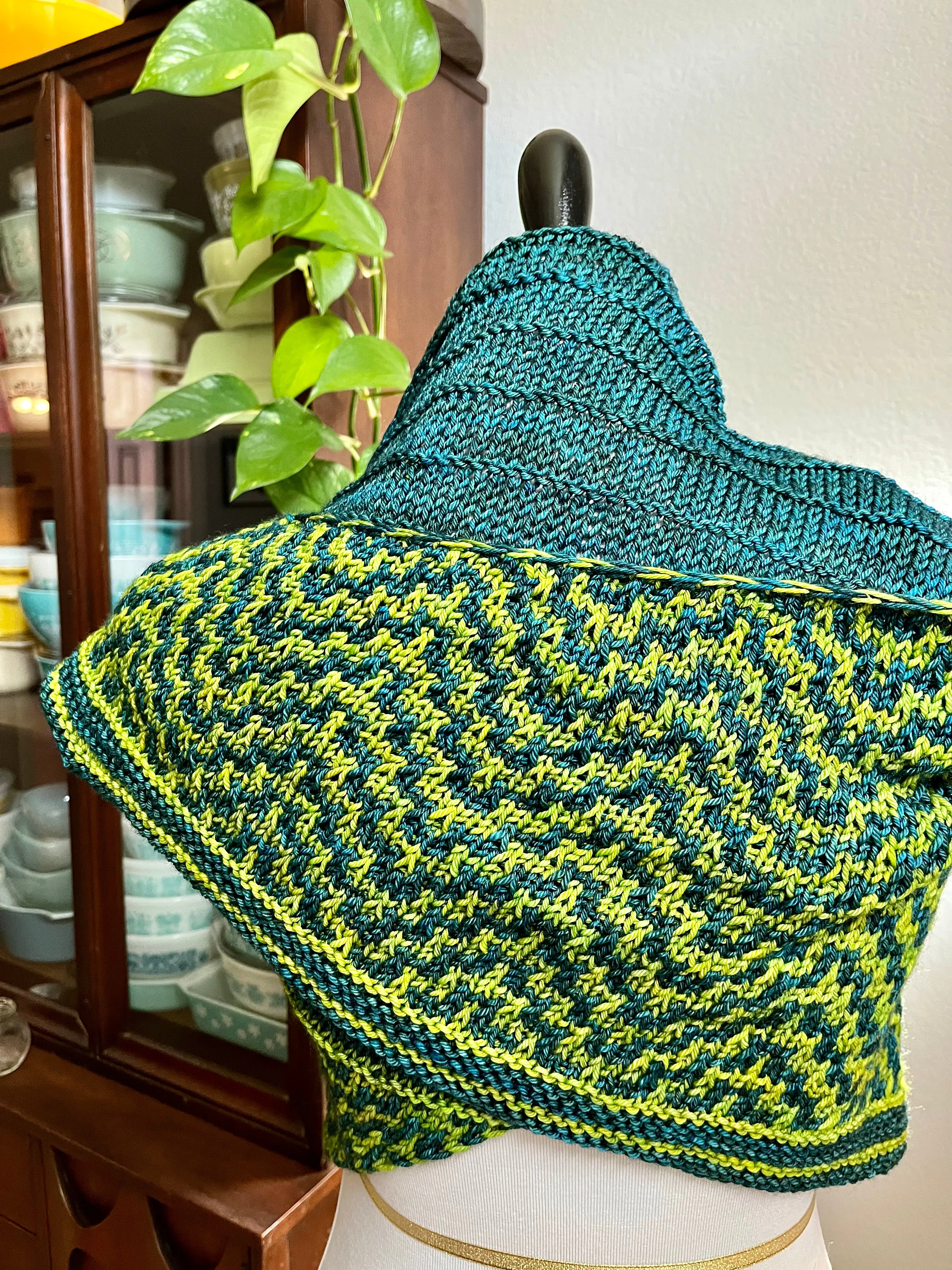 Blue Green Mosaic - Walk in the Woods Shawl