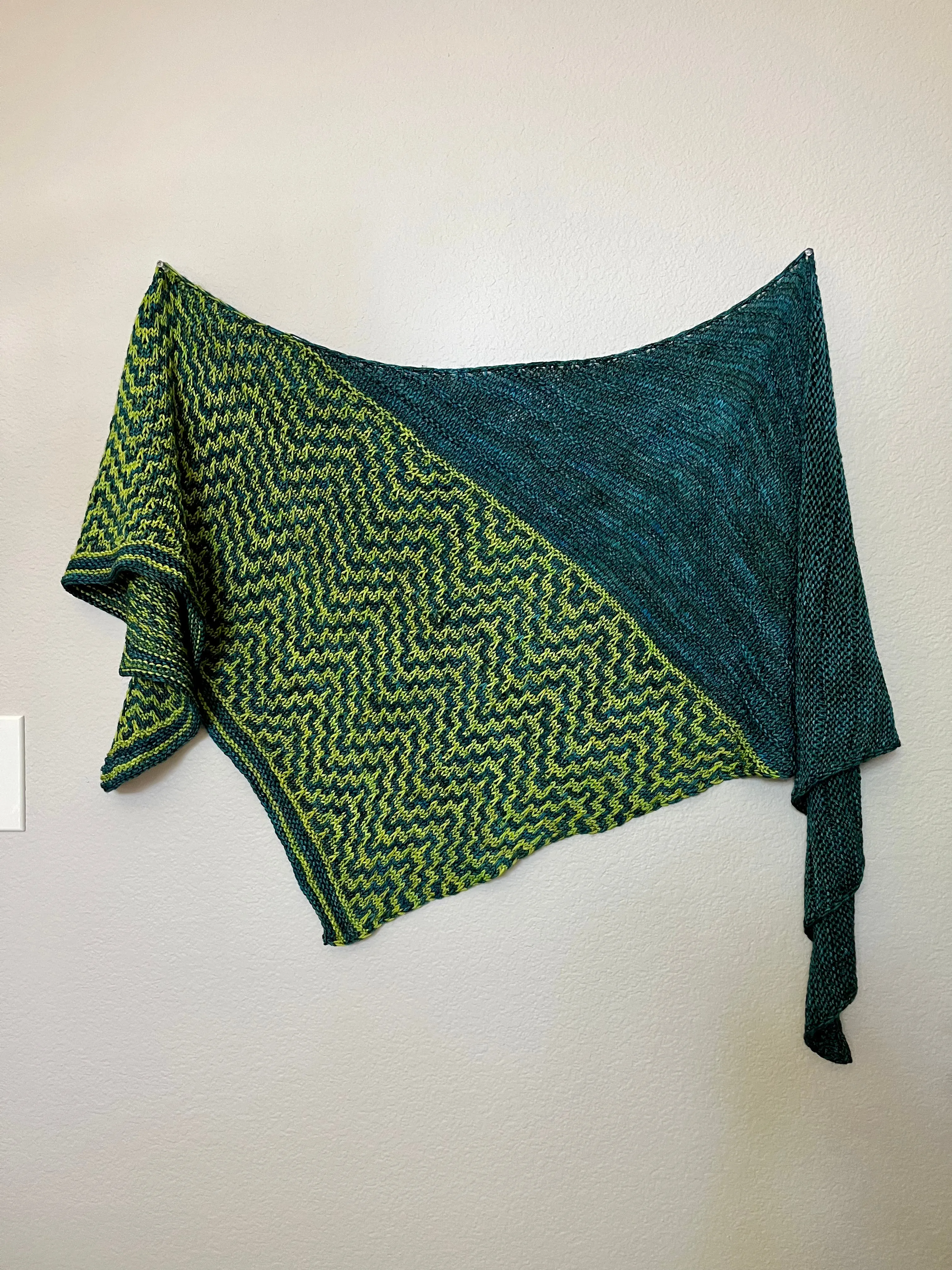 Blue Green Mosaic - Walk in the Woods Shawl