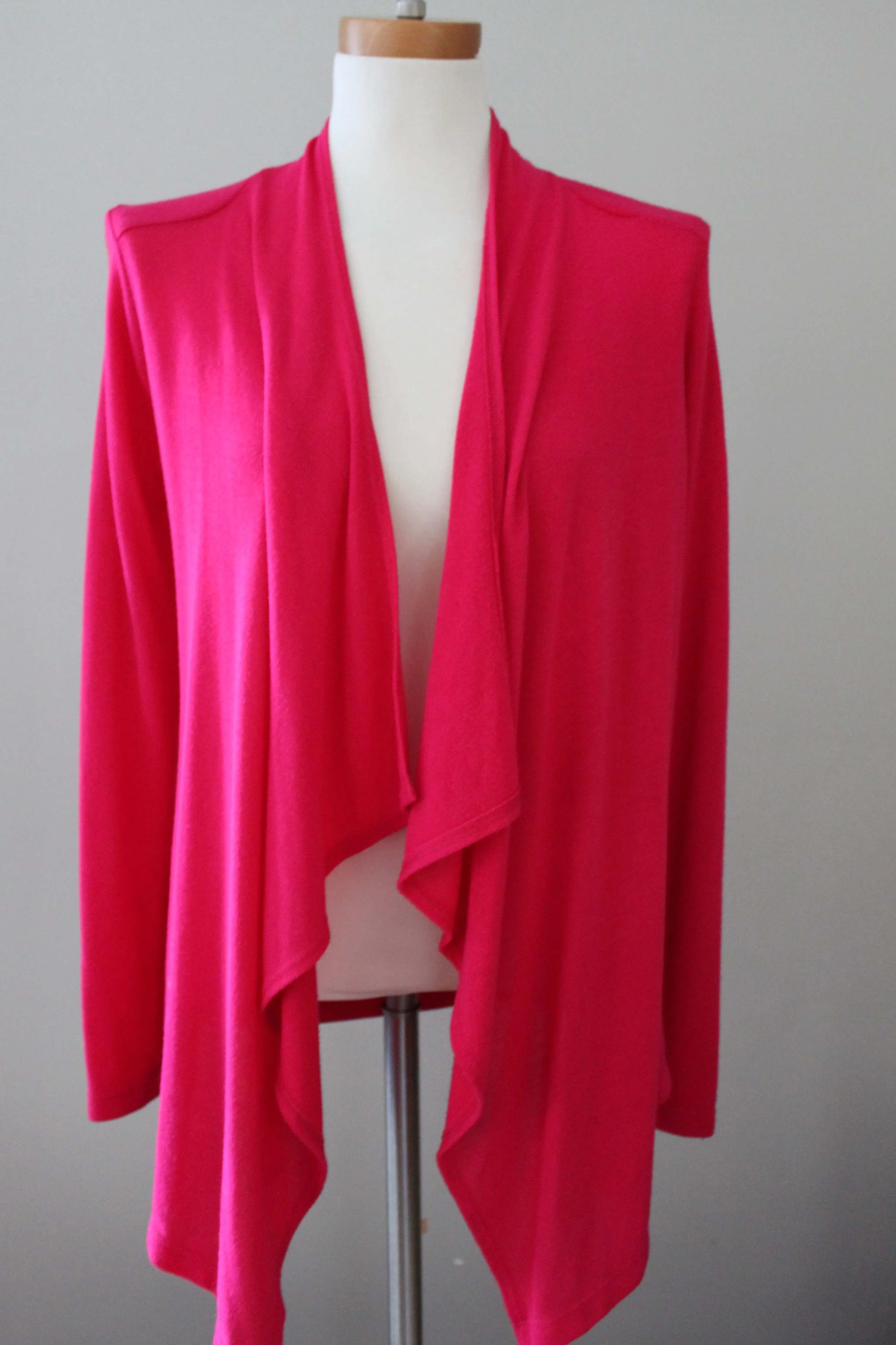 Bright Winter Pink Drape Cardigan