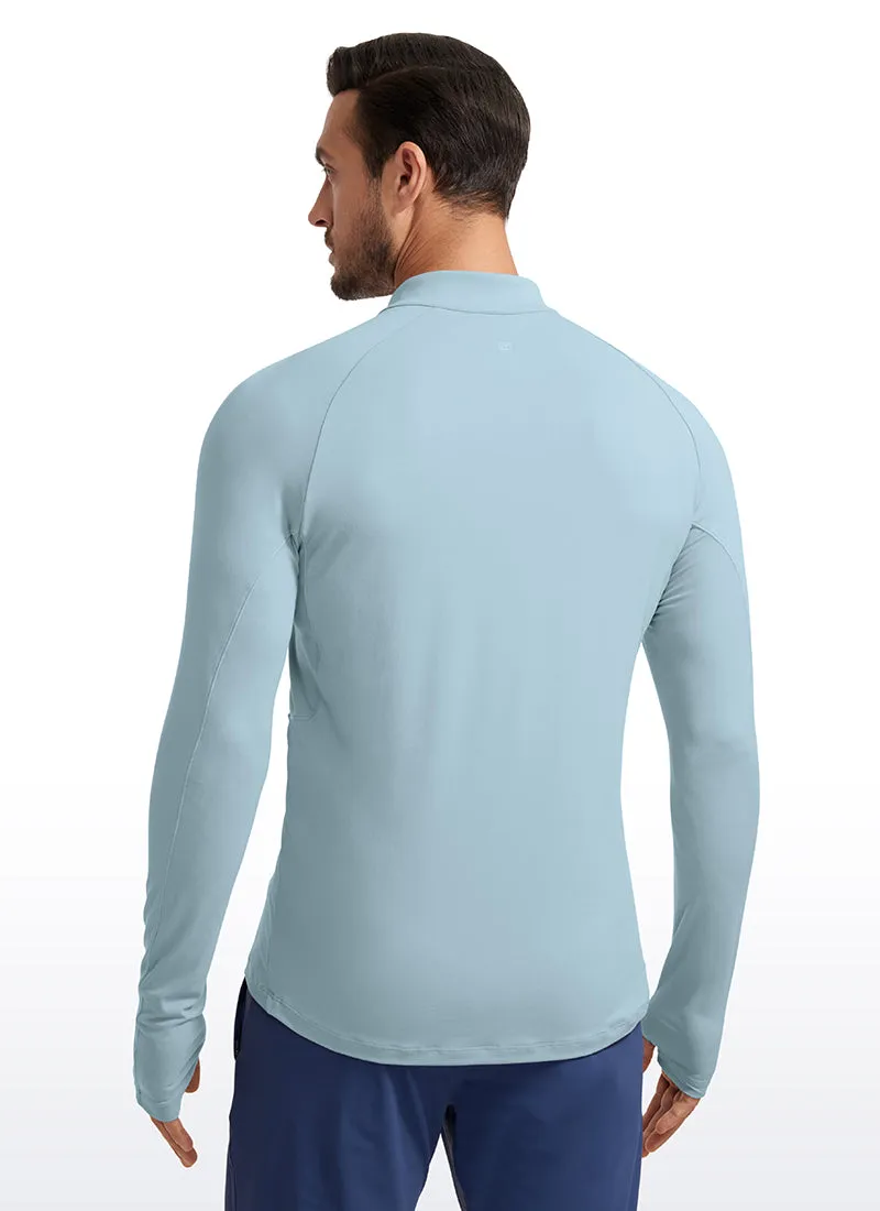 Brushed Half Zip Long Sleeve with Thumbhole