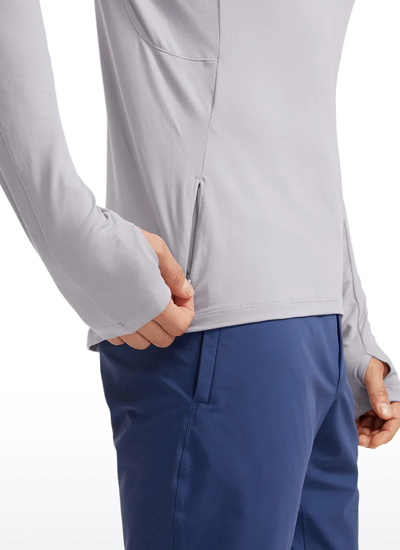 Brushed Half Zip Long Sleeve with Thumbhole