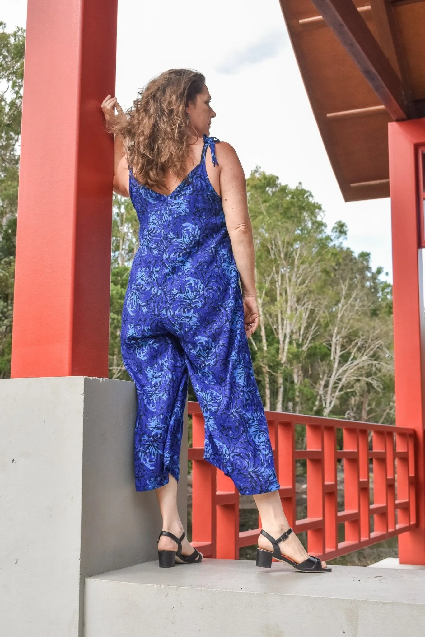 Calm Overall Pantsuit - Swirl Blue