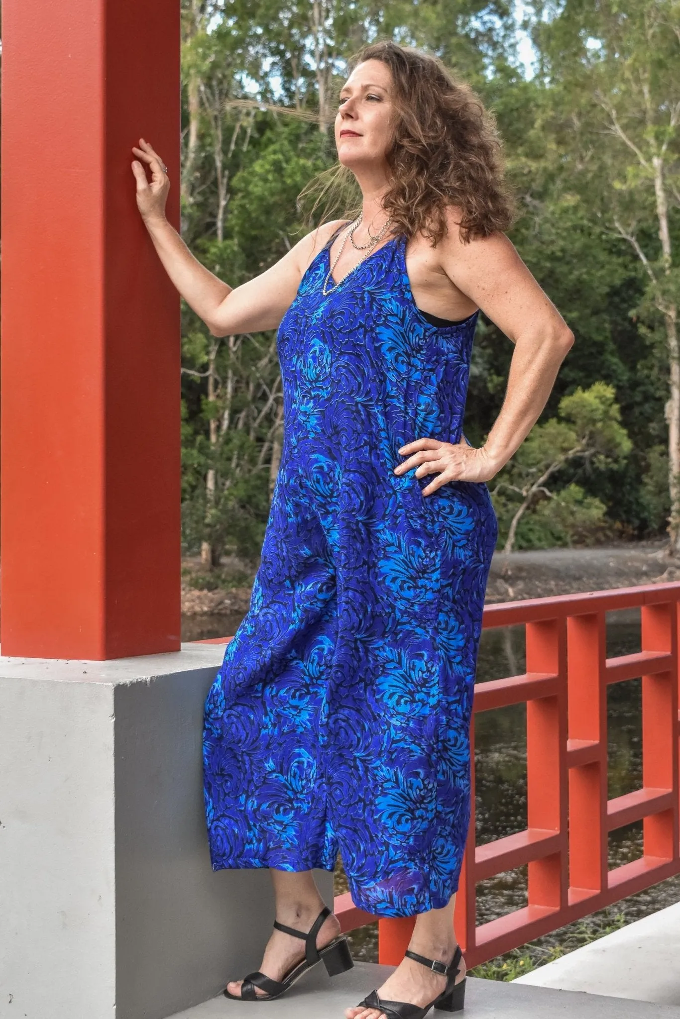 Calm Overall Pantsuit - Swirl Blue