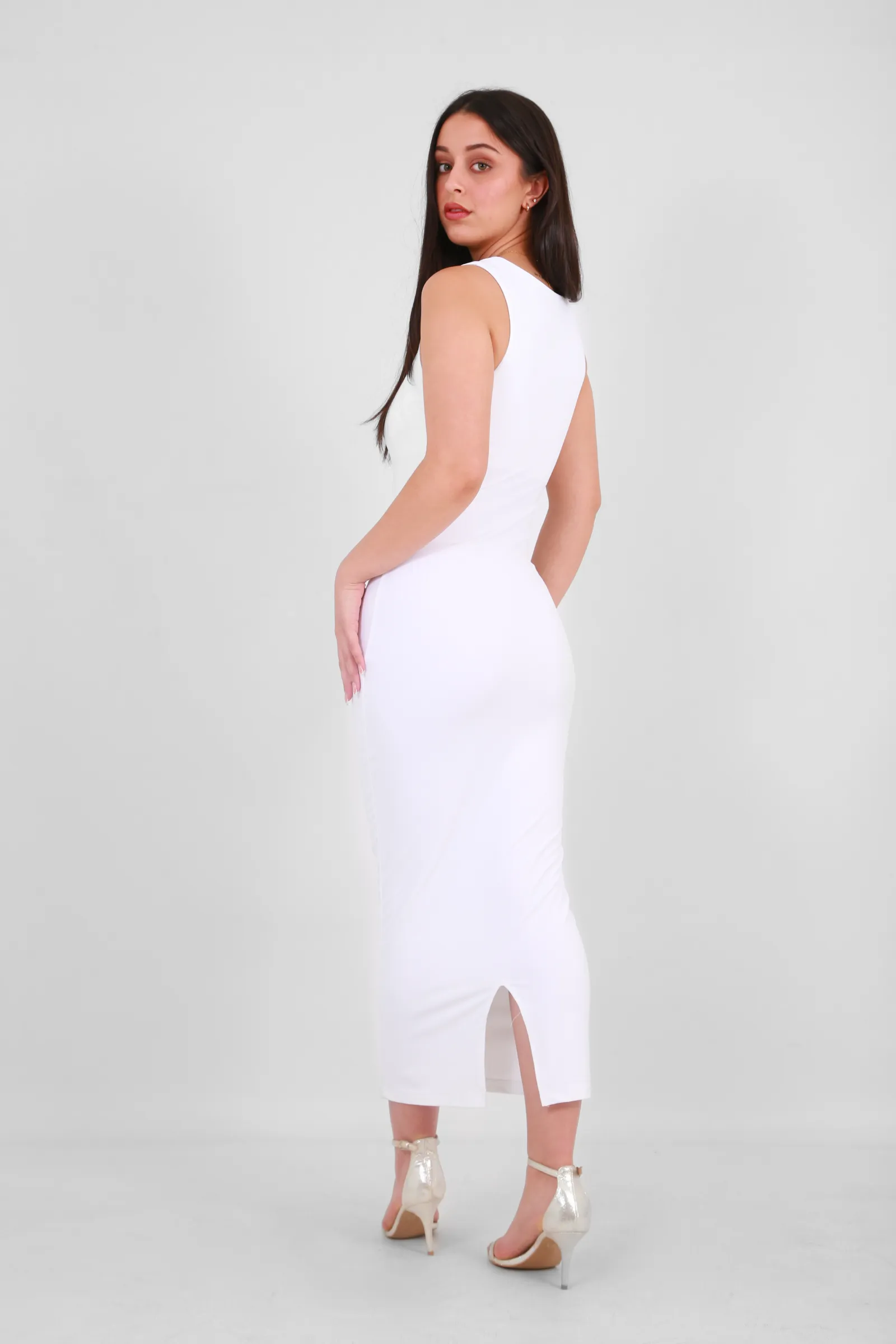 Calypso Bodycon maxi dress- white- Miss Molly brand